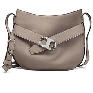 Tory Burch Shoulder Gemini Link Belted French Gray Leather Hobo Bag
